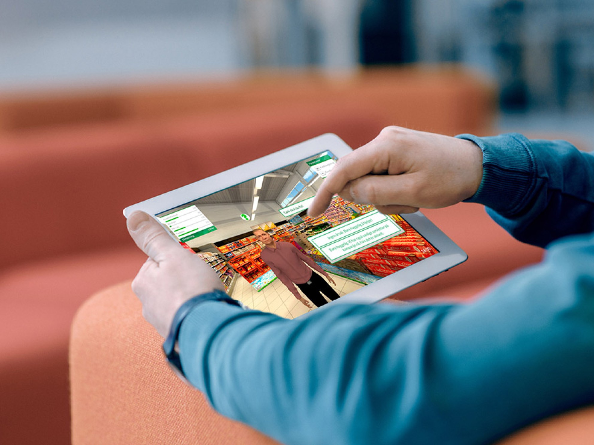Man uses iPad with simulation-based training