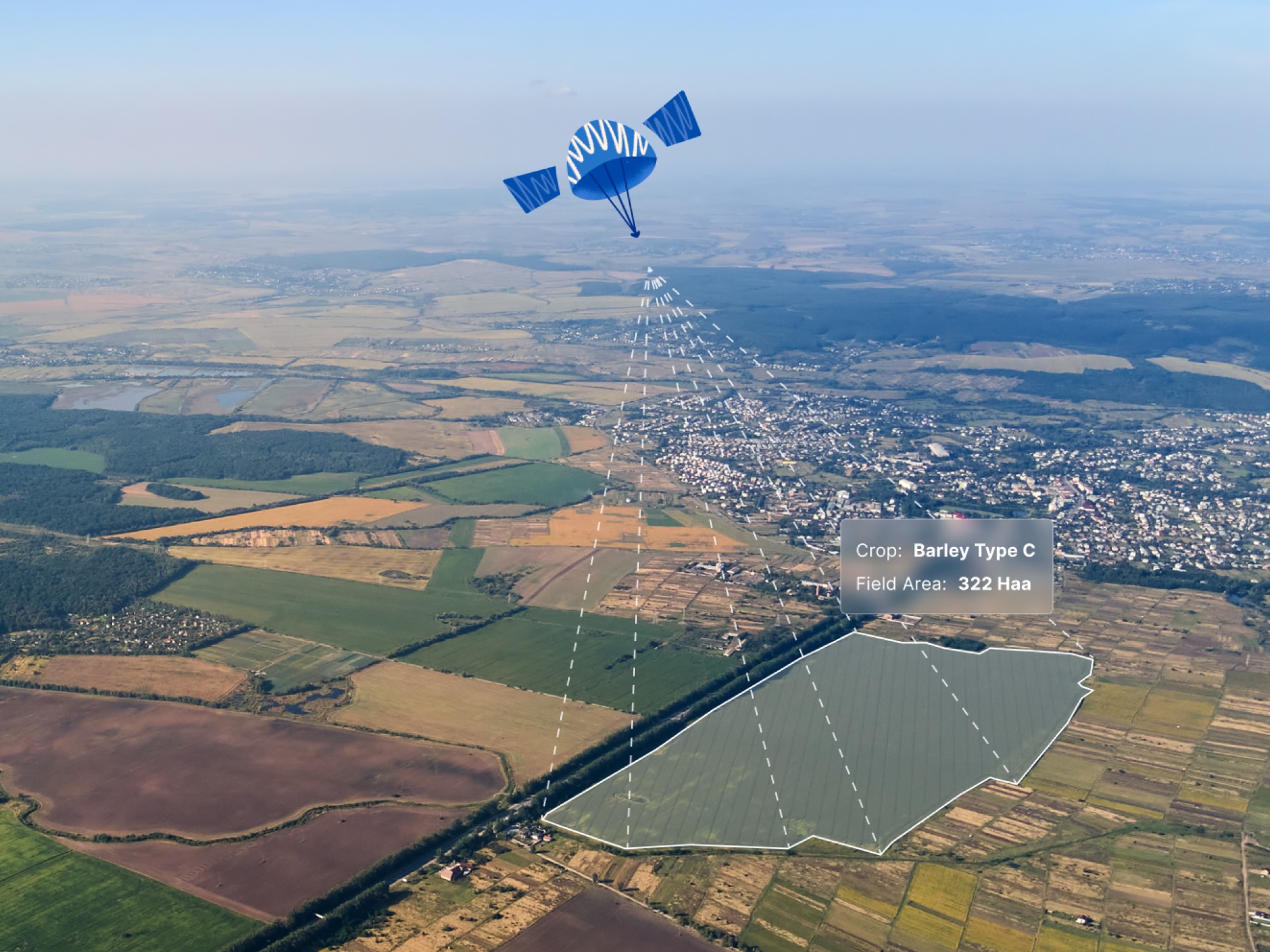 Image of landscape and satellite transmitting data