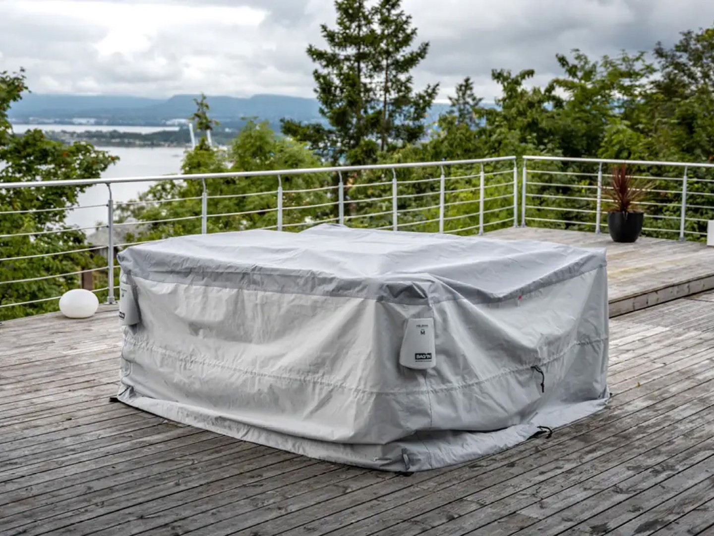 Tarpaulin with contents on a terrace